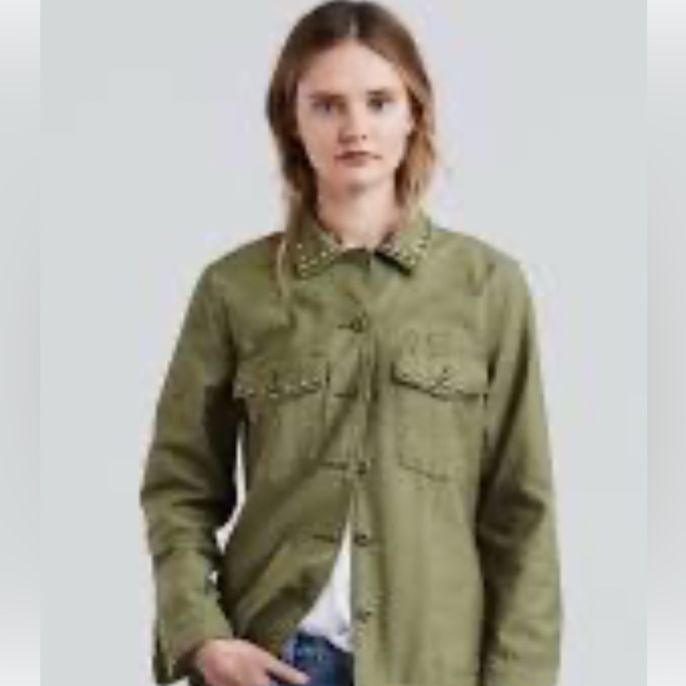 Levi's Women's Army green Studded shirt Jacket NWOT size medium